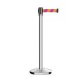 Montour Line Retractable Belt Barrier Stanchion, 2" Pol.Steel Post  9' Mag/Ye Belt M530-PS-MYD-90